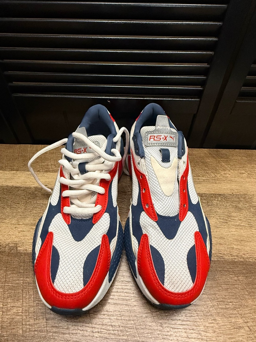 Puma Colorblock Runner Sneakers in Blue, Red & White - Picture 1 of 7